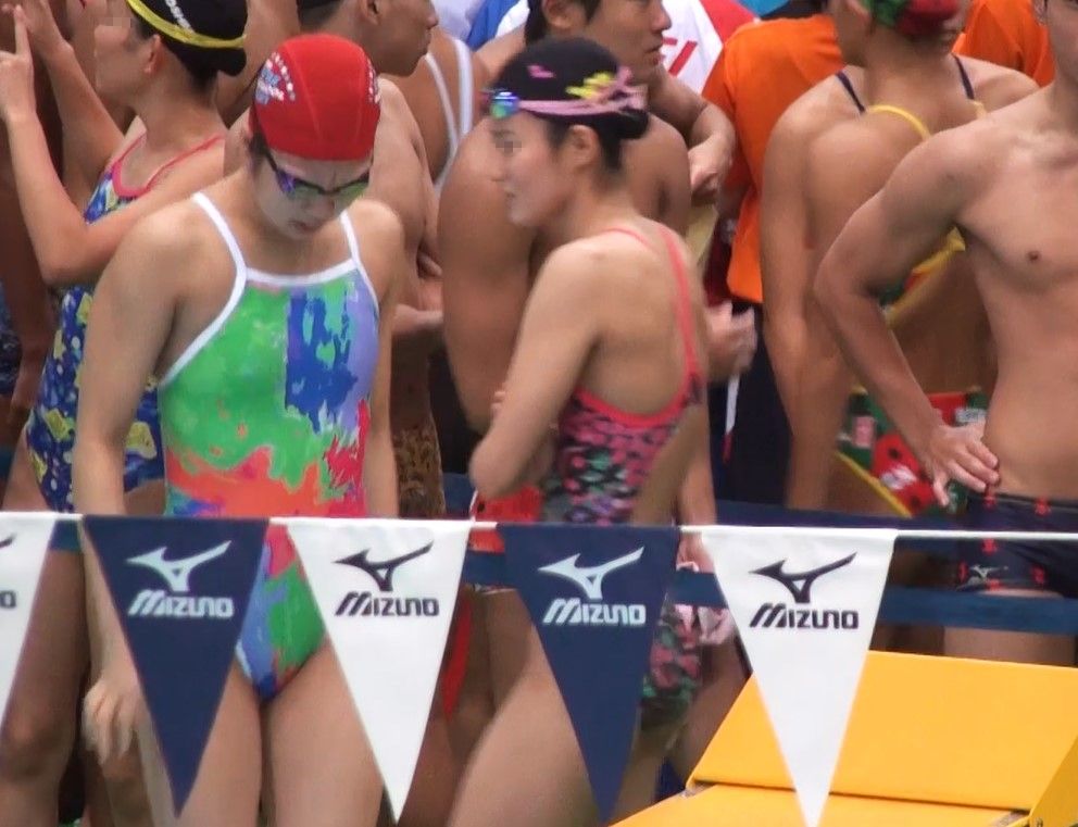 ２０１８年　インターハイ地域予選　競泳大会　その４　ハイレグ競泳水着　日焼け跡　愛知淑徳大学附属高校　湘南工科大学附属高等学校　中京大中京高校　飛び込み水泳　スタート台ハイレグ
