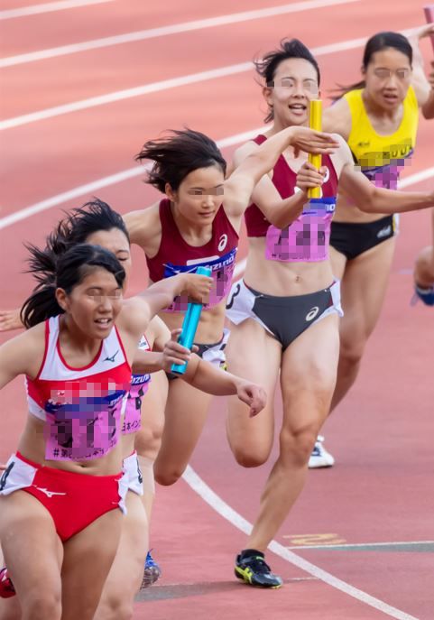 「陸上競技写真集(ブルマ)No.190」すみたん　第87回日本インカレ　甲南大学女子陸上部　日本体育大学女子陸上部　大阪成蹊大学女子陸上部員　福岡大学　児玉芽生　立命館大学　壱岐いちこ　リレー駆け寄りブルマ