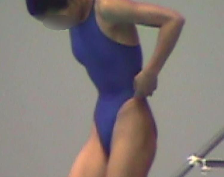 都道府県の威信をかけた超ハイレグ競泳水着の女子水泳飛び込み動画