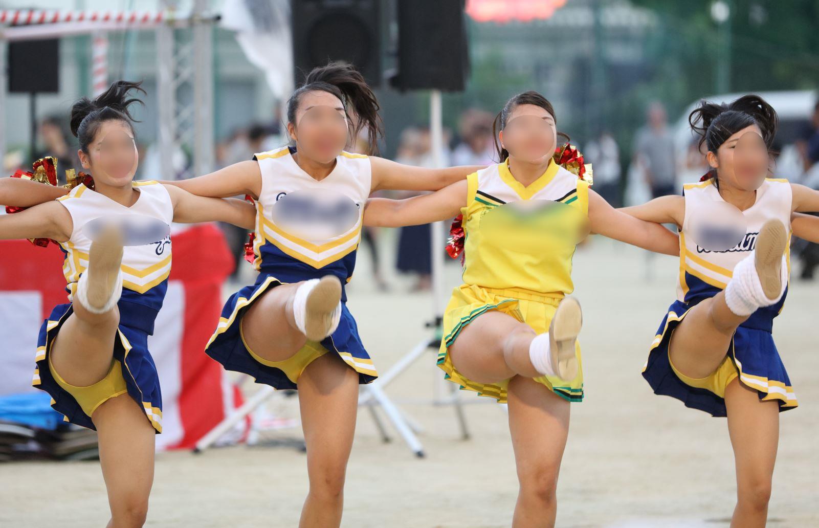 【再販】★フルサイズ写真★　チアフォトグラフ　超薄手透け透けイエローアンスコハイキック！　S05-A coolboy　名古屋市立若宮商業高等学校　バトン部　黄色ブルマ透け　インナーショーツ　はみパン