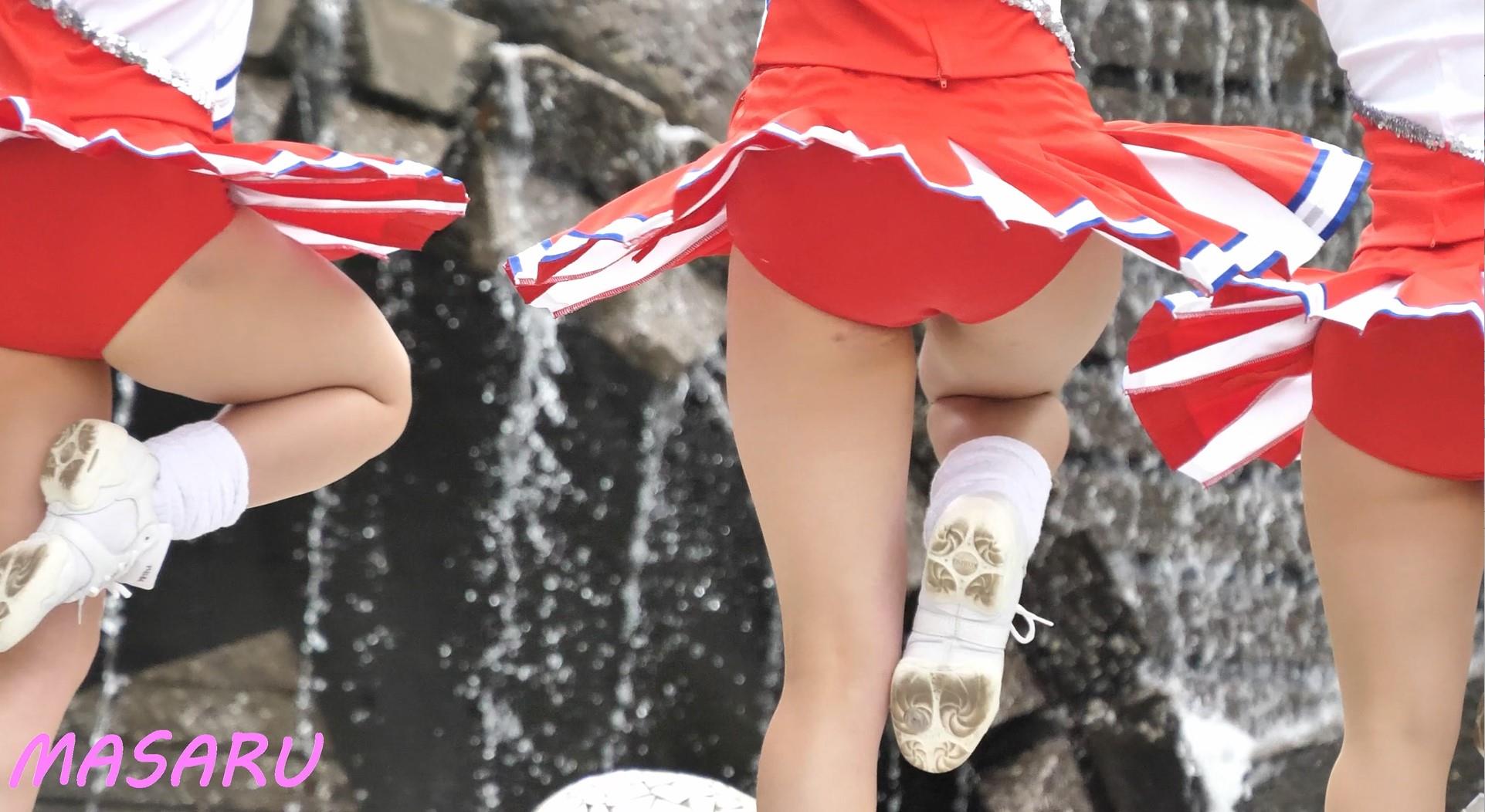 秘密のチアVol.48 ～なまあし赤アンこれでもか攻撃にノックアウッ！～ MASARU ブルマ型インナー　ブルマ型アンスコ　胸チラ　女子高生ブラチラ　巨乳女子高生　インナーショーツはみパン　赤色ブルマ