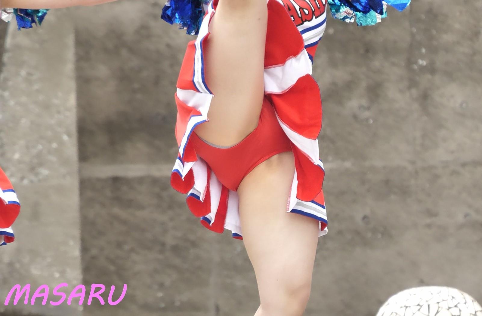 秘密のチアVol.48 ～なまあし赤アンこれでもか攻撃にノックアウッ！～ MASARU ブルマ型インナー　ブルマ型アンスコ　胸チラ　女子高生ブラチラ　巨乳女子高生　インナーショーツはみパン　赤色ブルマ