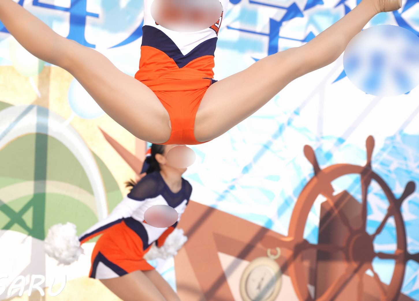 秘密のチア Vol.89～橙姫様の御開帳に御光が降り注ぐなりけり！～　MASARU 大阪成蹊大学チアダンス部　チアタイトミニ衣装　チアパンスト　ナチュラルパンスト　チアはみパン